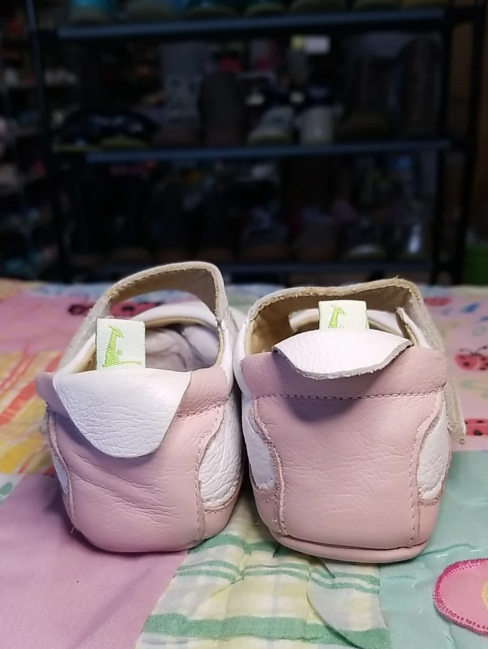 Tip Toey Joey White & Pink Leather Mary Jane Baby Shoes Size 8 EURO 24 18-24 M